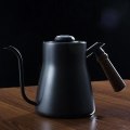 Miniatyrbillede 1 af 4: Kaffekande i rustfrit stål med træhåndtag, lang tud