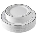 Miniatyrbild 1 av 5: 25 st Silver Plasttallrikar Vita Engångstallrikar med Silverkant