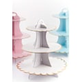 Miniatyrbild 2 av 4: 1-delad 3-vånings rund tårtställning i kartong för 24 cupcakes, perfekt för bröllopsdusch, födelsedagsfesttillbehör (rosa)