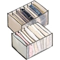 Miniatyrbillede 1 af 5: Tøjskuffesortering, Foldbar Mesh Opbevaringsboks, Skabssortering Med Rum, Skabsopbevaringspose Til Jeans Og Skjorter, 7+9 Gitter
