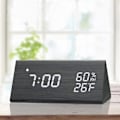 Miniatyrbillede 2 af 5: Digital vækkeur med trædesign og LED-display, 3 alarmindstillinger