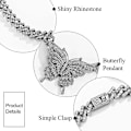 Miniatyrbillede 5 af 5: Tyk Krystal Choker Halskæde Butterfly Vedhæng Halskæder Cuban Link Kæde Glitrende Rhinesten Smykke