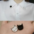 Miniatyrbillede 4 af 5: 4 Pak Cartoon Kat Brosche Nål Badge Sød Hund Mor Emalie Brosche Nål Sort Hvid Kat Lapel Nål Gave