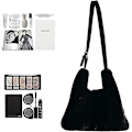 Miniatyrbild 3 av 5: Plush Axelväska Mjuk Fluffig Tote Väska Konstpäls Crossbody Väska Justerbar Axelrem Svart