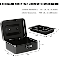 Miniatyrbillede 4 af 5: Lille pengeskab med kombinationslås Holdbar metal pengeskab med pengeskuffe Sort, 7,87 X 6,3 X 3,35 tommer - B-yuhao Black