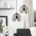 Miniatyrbillede 2 af 5: Led Hængende Lampe Glas Køkkenø 23cm Vintage Grå