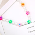 Miniatyrbilde 4 av 5: Boho Simulert Perle Kjede Halskjede Perlet med Fargerik Blomst Halskjede Lmell Gave