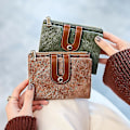 Miniatyrbillede 3 af 5: Dames RFID Lille Bifold Læderpung Dame Mini Lynlås Pengepung ID Kort Lomme, Slank Kompakt Tynd (1 stk, sort)