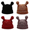 Pikkukuva 5 / 5: Naisten Talvi Käsityökoukuttu Beanie Hat Kiinteä Piirretty Tentacle Cuffed Skull Cap Red