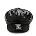 Miniatyrbillede 1 af 5: Dame Pige Pu Spids Beret Hat Solid Ottekantet Hat Pu Læder Hatte Mode. (sort)(1stk)