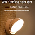 Miniatyrbillede 3 af 5: 360 Graders Drejelig LED Natlampe med Magnetisk Base (Hvidt Lys)