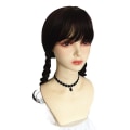 Miniatyrbillede 4 af 5: Wednesday Addams Pige Kostume Paryk Fancy Up Kostume Rollespil Dragt 5-6 Years Only Wig B Style