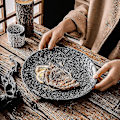 Miniatyrbillede 2 af 3: Japansk Ret Creative Keramisk Retro Lys Plade