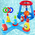 Miniatyrbild 1 av 5: Uppblåsbar Pool Basketboll Leksak Set, Flytande Badring & Strandboll Kastspel Sommarfest
