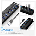 Miniatyrbilde 2 av 8: 7-port USB-hub USB-splitteradapter Backupstrøm Enkel for bærbar PC og stasjonær