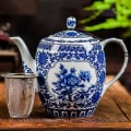 Miniatyrbillede 1 af 3: Blå og Hvid Porcelæn Glaseret Tekande Tekopper Rustfri
