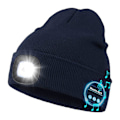 Miniatyrbillede 1 af 5: Bluetooth-kompatibel LED Vinterstrikket Beanie Hat Party Udendørs Belysning Kasketter Navy blue