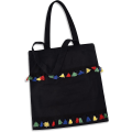 Miniatyrbillede 2 af 5: Håndtaske Canvas Tassel Tote Bag Shopping Bag Tote Skuldertaske Tote Damer Piger, Sort