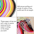 Miniatyrbild 3 av 4: 9 Färger 900 Remsor Quillingpapper Kit DIY Hantverkspresenter