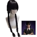 Miniatyrbillede 2 af 4: Kvinders Wednesday Addams Deluxe Kostume Sæt Nevermore Uniform Outfit/parykker/dukke M Only Wigs