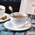 Miniatyrbillede 2 af 3: Keramisk Kaffe Kop Underkop Sæt Luksus Blomst Te Kop