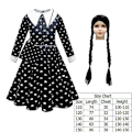 Pikkukuva 1 / 5: Wednesday Addams -asu, peruukki ja asut lapsille ja tytöille, naamiaisasu 100 DressD with Wigs Bag