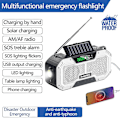 Miniatyrbillede 2 af 5: Ipx5 Vandtæt Autoscan Nødradio Solenergi Håndsvingbar Bærbar Am/fm Radio 2000/ Til Udendørs Med Lommelygte White(2000mAh)