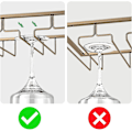 Miniatyrbillede 5 af 5: Dekorativ Metal Vin Glas Stativ Til Bar, Køkken, 3 Trins, Under Skab, Rustfrit Stål, Sort (Guld)