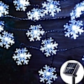 Miniatyrbilde 1 av 5: Utendørs LED Solcellelysstreng 6,5m 30 LED 7m 50 LED Snøflak