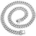 Miniatyrbillede 1 af 5: Julegave Cuban Links Kæde Til Mænd 13mm Halskæde Guld Sølvbelagt Halskæder Kæde Diamant 18 Tommer