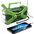 Miniatyrbillede 1 af 5: 10000mah Nødradio, Solcelledrevet Svingradio, Bærbar AM/FM/NOAA Vejrradio Med Telefonoplader, Lommelygte, SOS Alarm Green