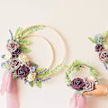 Miniatyrbillede 5 af 5: 10 stk. Træ Bambus Blomster Hoop Krans Makrame Ringe