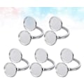 Miniatyrbillede 5 af 5: 10 stk Ringbase Blanke Bezel Justerbar Kobberpude Cabochon Base Flad Rund Fingerringe Komponenter Til Smykkefremstilling Fund