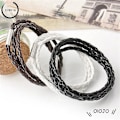 Miniatyrbillede 4 af 5: Mode Kvinder Mænd Læder Flettet Manschet Armbånd Unisex Armbånd