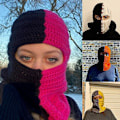 Miniatyrbild 2 av 5: Balaclava-hatt för höst och vinter, stickad hatt, unik vinterhatt, fotorekvisita Black orange