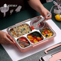 Miniatyrbillede 2 af 5: 1300ml Pink Japansk Madkasse i Rustfrit Stål Bento Box