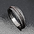 Miniatyrbild 3 av 5: Läderarmband för män, justerbart med magnetiskt spänne, ko-läder, flerskikts
