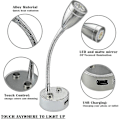 Pikkukuva 3 / 3: 12v-24v LED-lukuvalo, himmennettävä RV-lukulaite USB-laturilla, matkailuautoille, kuorma-autoille, perävaunuille, RV-sängyn vieressä, 2 kpl - musta - yuhao silver