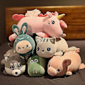 Miniatyrbillede 1 af 5: Kawaii Bil Pig Husky Kat Håndklæde Plyslegetøj Dyr Æske Hjem Sofa Vævsæske Serviettaske Pose Plushie
