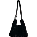 Miniatyrbild 1 av 5: Plush Axelväska Mjuk Fluffig Tote Väska Konstpäls Crossbody Väska Justerbar Axelrem Svart