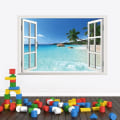 Miniatyrbild 2 av 4: Strand 3D Fönsterutsikt Avtagbar Väggdekal Trasig Väggkonst