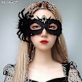 Miniatyrbilde 2 av 5: Halloween Svart Edderkopp Dødsmaske Ball Halv Ansikt Mann Og Kvinne Voksen Forestilling Maske Hodeplagg Glad Halloween Fest Kledd Opp A-yuhao