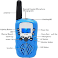 Miniatyrbild 3 av 4: Walkie Talkie Barnradio för Barn, Walki Talki Walkie Talkie med Ficklampa 3KM Räckvidd Woki Toki Leksakspresent, 2 Stycken Blå