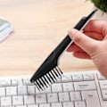 Miniatyrbillede 4 af 4: Rengøringsbørste Multifunktionel Dobbelt-ende Design Plastik Praktisk Bærbar Tastatur Hårbørste Til Hjemmet (2stk-sort)