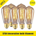 Pikkukuva 1 / 4: 6 kpl Vintage Retro ST64 E27 Edison-lamput 40w Filamenttilamppu Lämmin Valkoinen