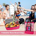 Miniatyrbillede 4 af 5: Stor Mesh Strandtaske Bærbar Dobbeltlags Mesh Picnic Køletaske