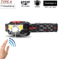 Miniatyrbillede 1 af 5: 80.000 lm Kraftful LED Pandelamp Sensor USB Genopladelig Lommelygte