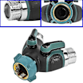 Miniatyrbillede 3 af 5: Have Splitter, 2-vejs Slangehaneforbindelse, Udendørs Dobbelt Y-Ventil Vandhane Splitter, 2 x 3/4\" Hurtigkobling - Connector1pcsgreen