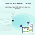 Miniatyrbild 3 av 4: USB WiFi-adapter 600 Mbps 5 GHz Antenn Ethernet PC