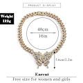 Miniatyrbillede 4 af 5: Tyk Krystal Choker Halskæde Butterfly Vedhæng Halskæder Cuban Link Kæde Glitrende Rhinesten Smykke